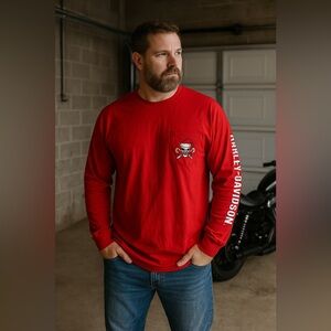 Harley-Davidson Red Christmas Skull Long Sleeve Shirt 2XL - C&A Motorsports Ohio